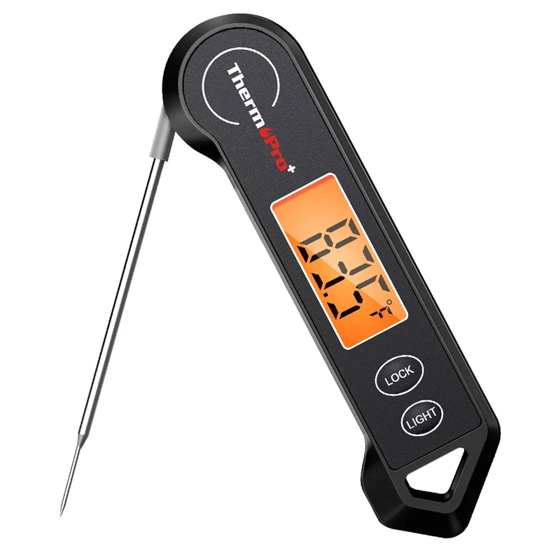 Digital meat thermometer with accurate readings and backlit display