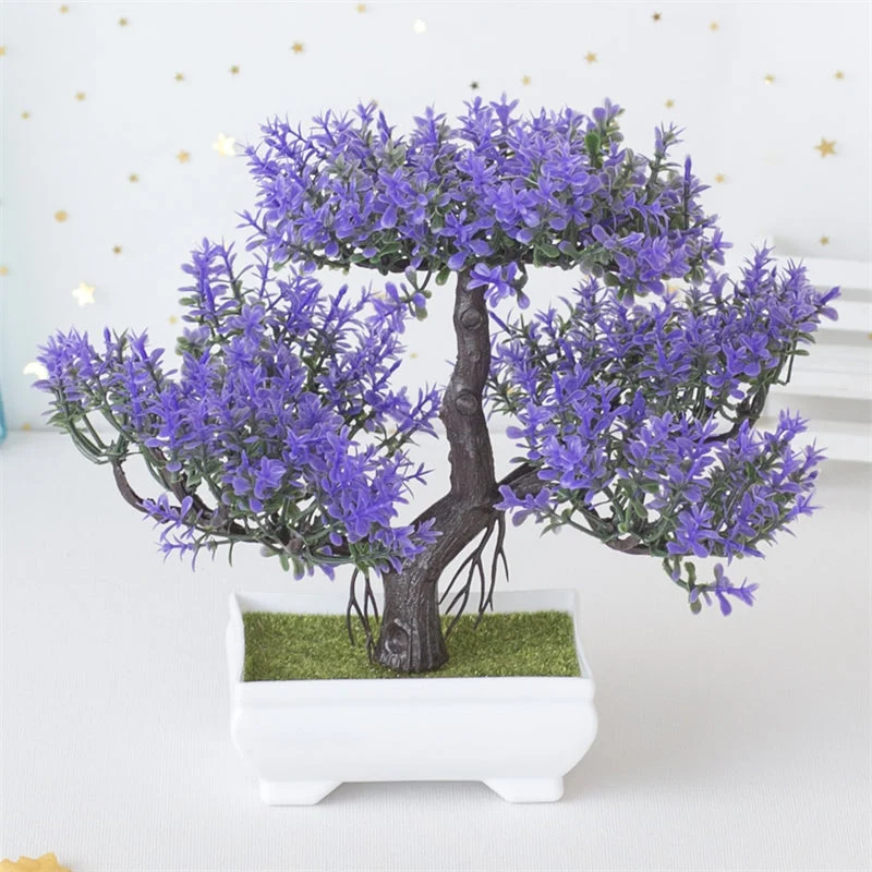 Kunstig BlomsterBonsai – Mini Bonsai med Smukke Rosa Blomster