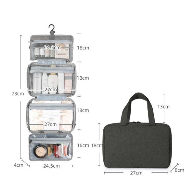 RejseCosmetic Organizer | Kompakt og Vandtæt | 4 Rum med 360° Hængelås