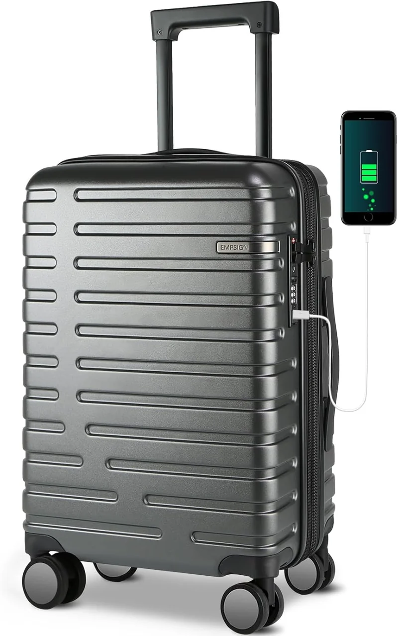 Udvidelig hård suitcase med 360° hjul og TSA-lås