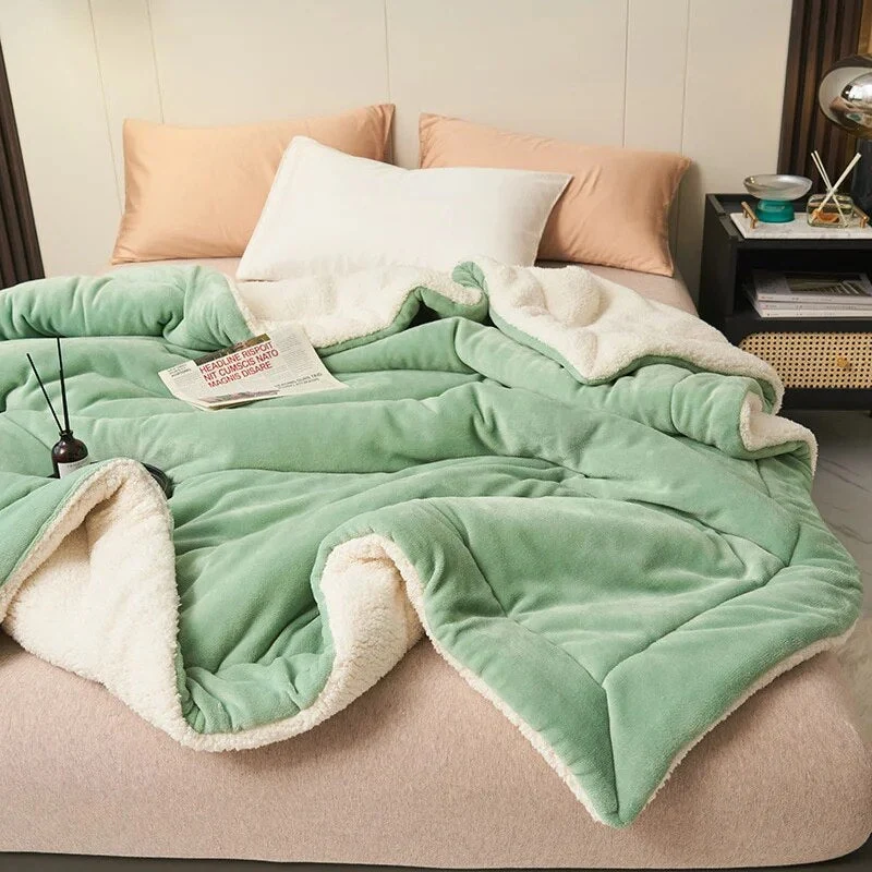 LuxeWool - Vendbar fleece tæppe til sofa eller seng