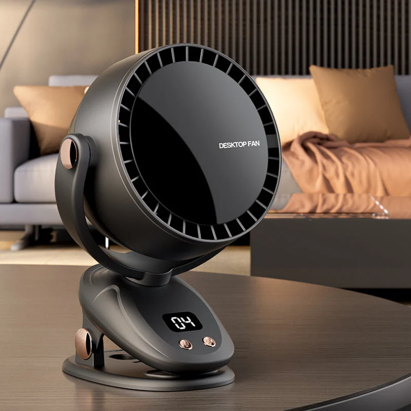 Trådløs bladløs ventilator med digital skærm – stille og genopladelig til indendørs og udendørs brug
