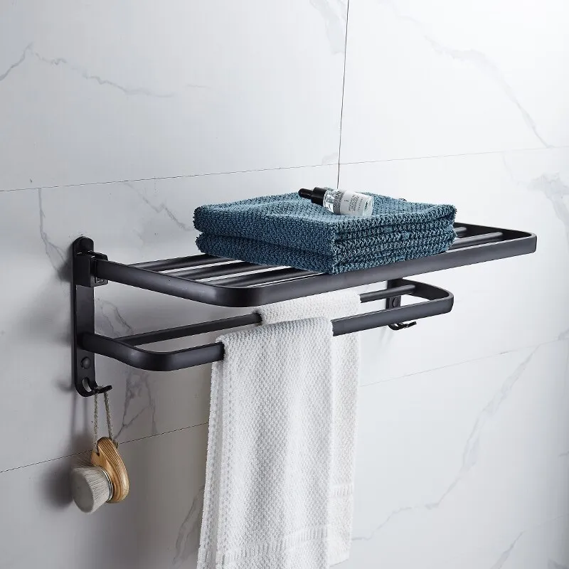 Elegant håndklædeholder i aluminium - Pladsbesparende sammenklappelig design