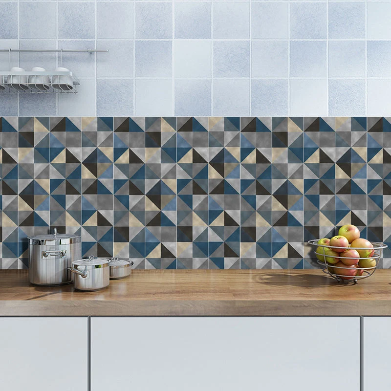 Geometrisk Mosaikflise Vægpanel i Boho-Chic, Blå-Brun, Aftageligt