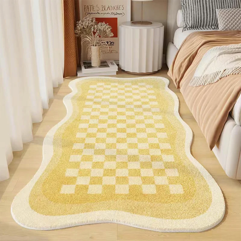 Faux Cashmere Natbord Tæppe i Uregelmæssig Form – Schachbrett Design