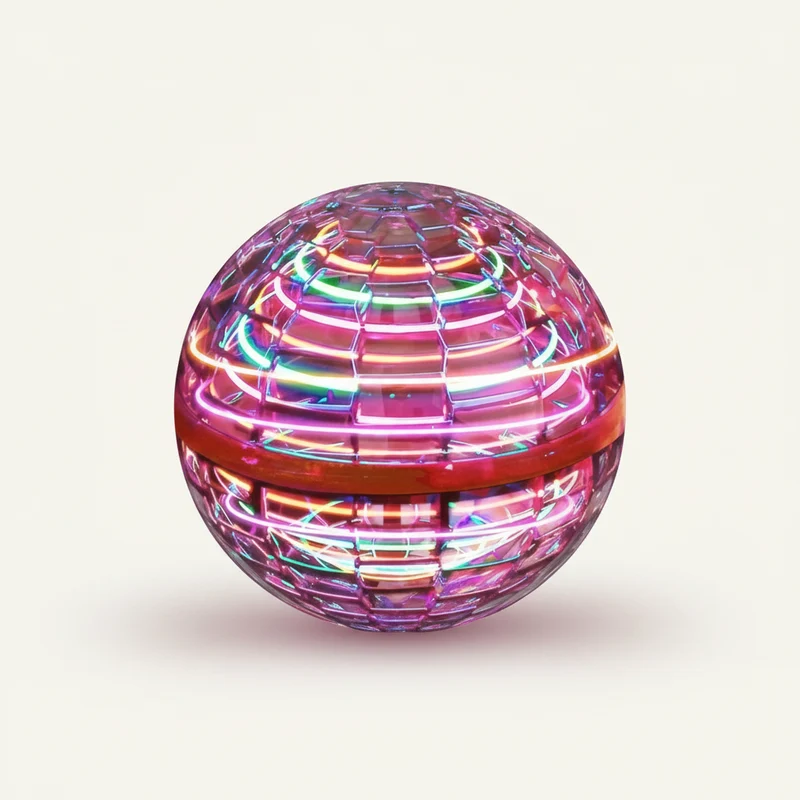 Flyvende Orb Bold - 360° Drivende Flyvemaskine med Intelligent Stabilisering - Slagfast Polypropylen - USB Hurtigopladning - LED Lys Effekter