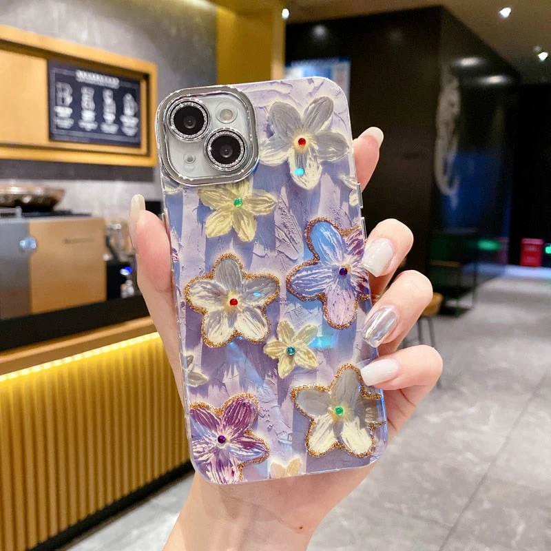 Blomster Glød Blød Stødabsorberende iPhone Etui