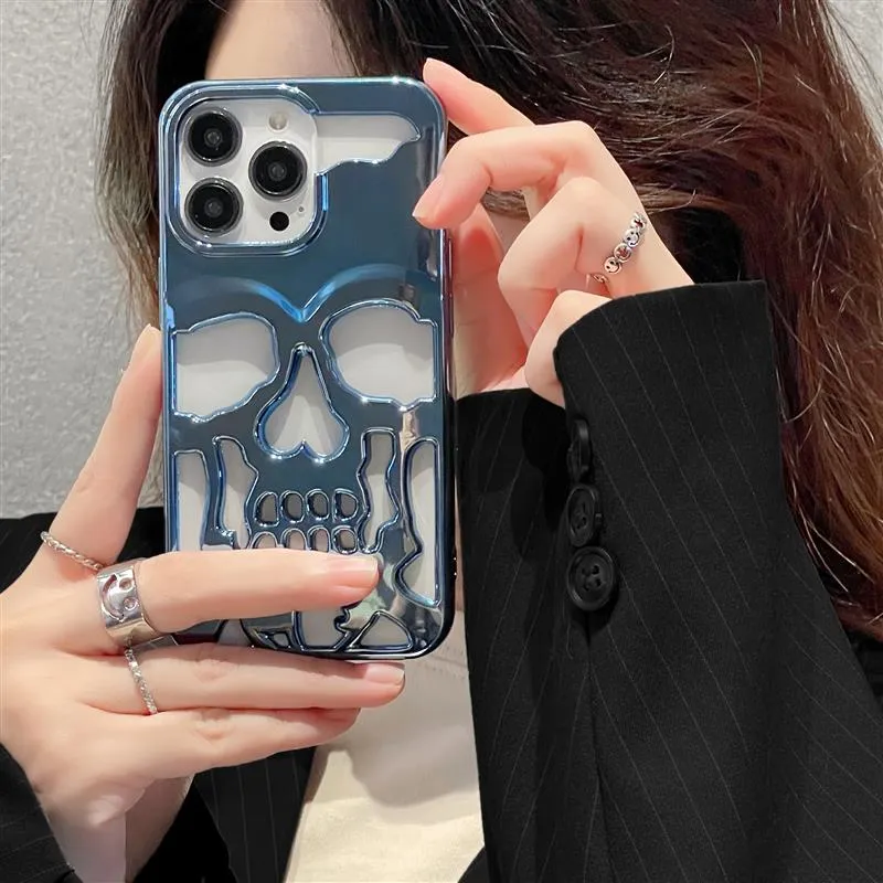 Smartphone Cover med Gotisk Skull Design i Midnattsfarve