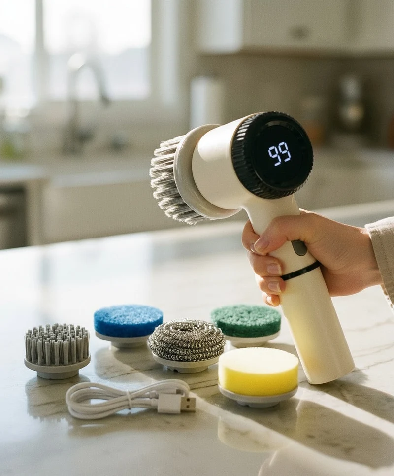 Cleanix™ Pro Elektrisk Rengøringsbørste – Kraftfuld, Trådløs & Vandtæt (IPX7)