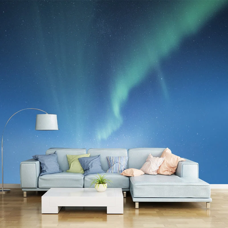 Minimalistisk Aurora Mønster Vægkunst – Blå Hel Vægdekoration