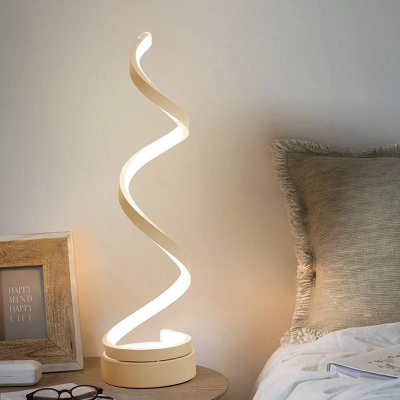 Moderne Spiral LED Bordlampe – Stilfuld og Energibesparende