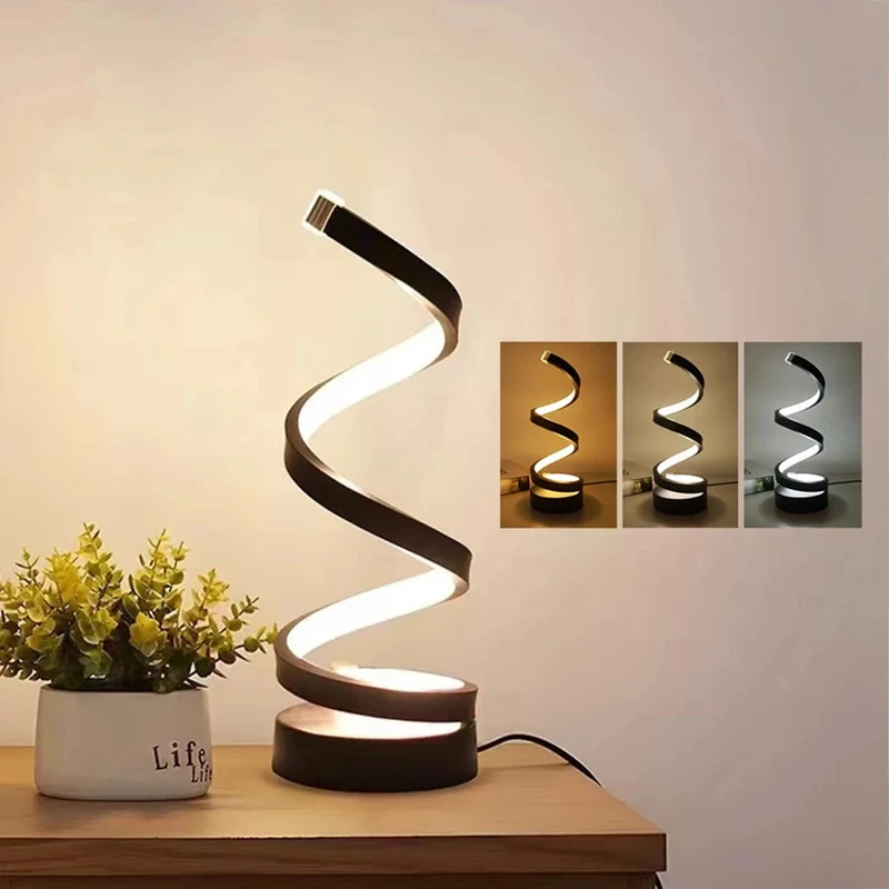 Moderne Spiral Lampe: Justerbar LED Bordlampe til Hjemmet