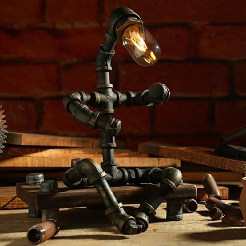 Futuristisk Robotlampe med Cyberpunk Design og LED Lys