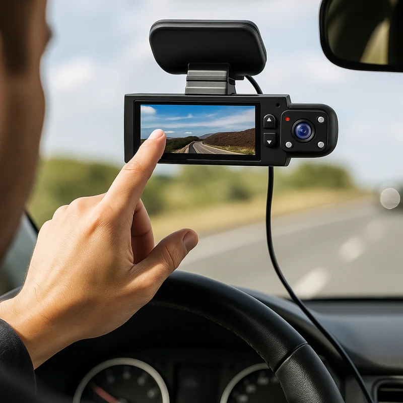1080p Bilkamera med Dobbelt Linse og Trådløs Forbindelse