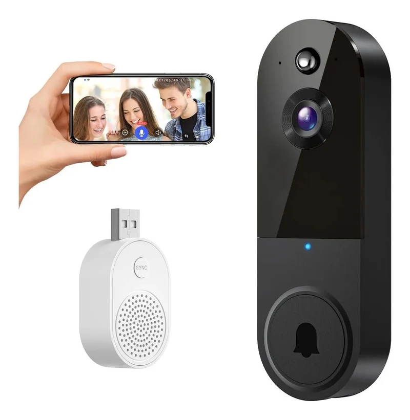 Trådløs Dørklokke med AI & 1080P Video for Optimal Sikkerhed
