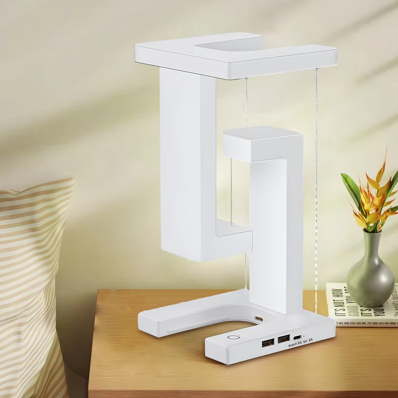 Futuristisk Svævende LED Bordlampe med Trådløs Opladning