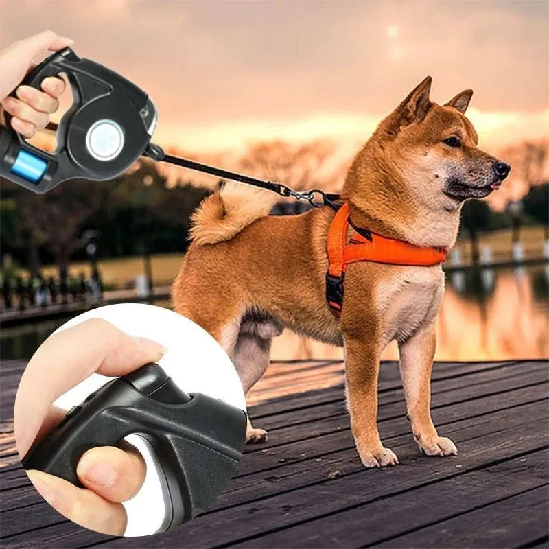 Sikker LED Hundesnor til Aftenpromenader - 4,5m Udtrækkelig