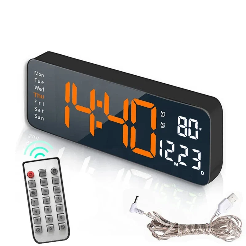 Elegant Digital Vægur med LED Display