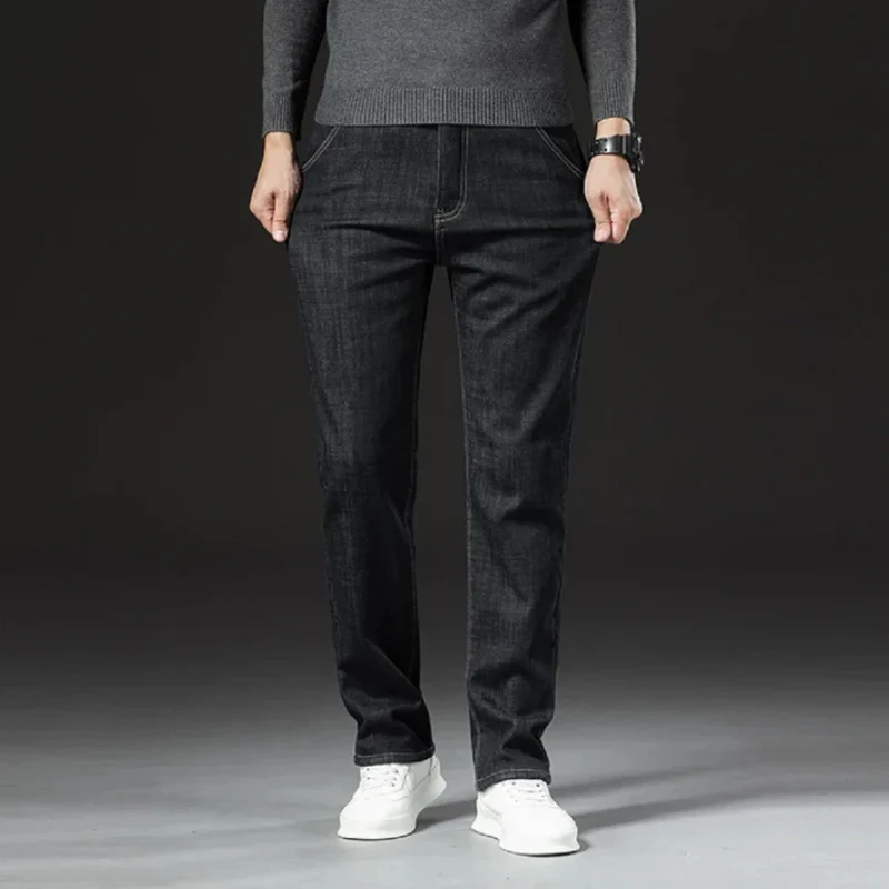 Varm vinterjeans til mænd med blødt fleecefor