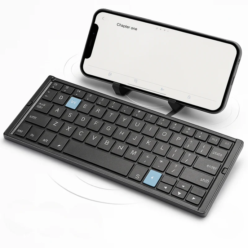 Sammenfoldeligt Trådløst Tastatur med Magnetisk Tablet Holder