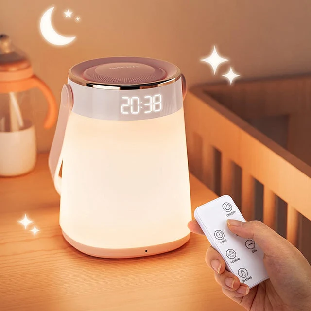 Genopladelig LED Natlampe med Fjernbetjening og Temperaturvisning