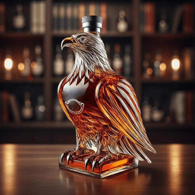 Unik Whiskeykaraffel i Glas med Majestætisk Ørne Design
