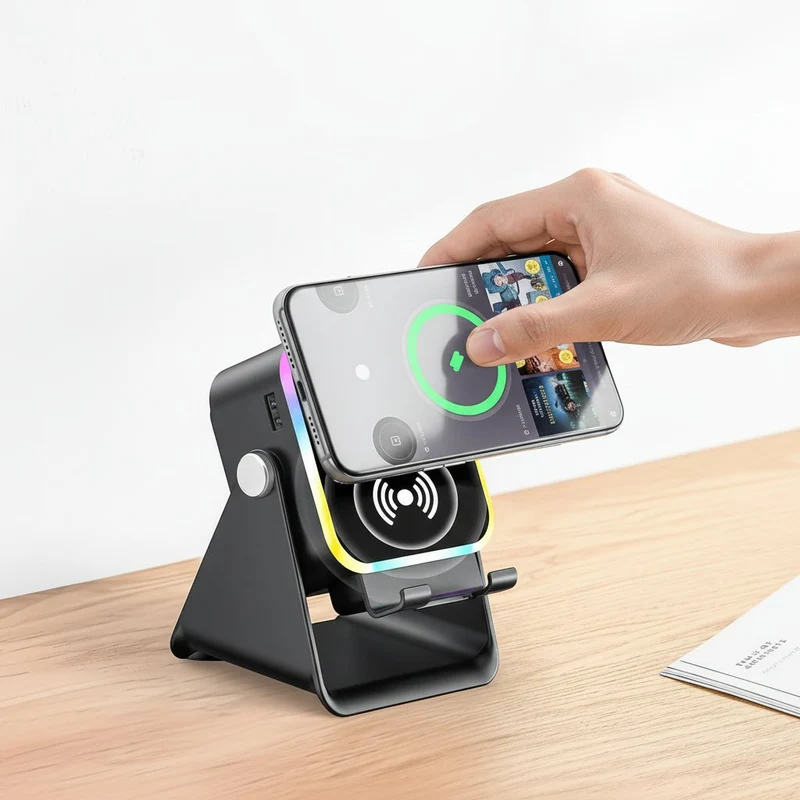 Trådløs Bluetooth Højttalerstander med Induktionsladning