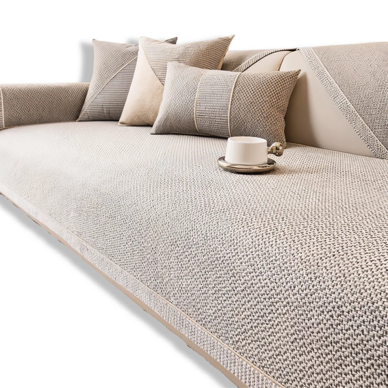 Sofabetækning i ensfarvet design - Holdbart og skridsikkert stof af bomuld og hør