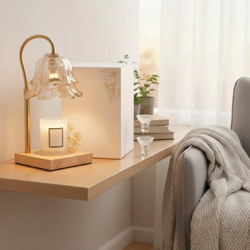 Elektrisk Lysevarmer med Timer og Dæmper - Elegant Glasdesign