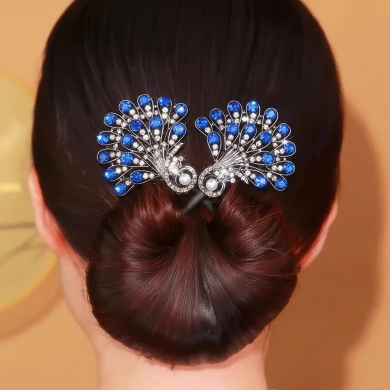 Vintage Påfugl Hårklemme med Krystaller - Sikker & Elegance