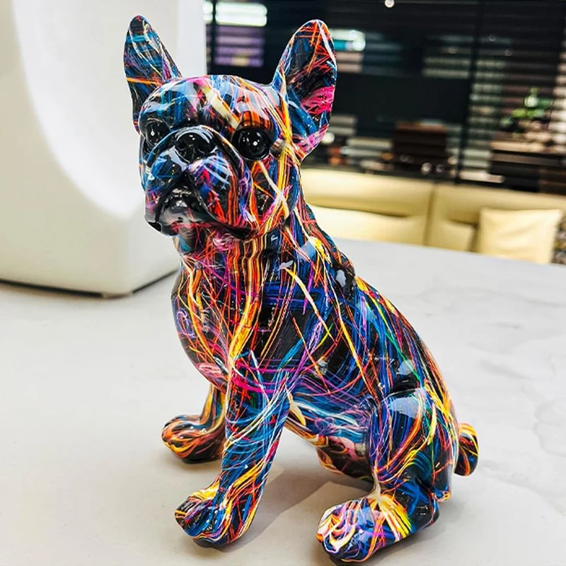 Graffiti Bulldog Hundefigur – Unikalt Dekor i Høj Kvalitet