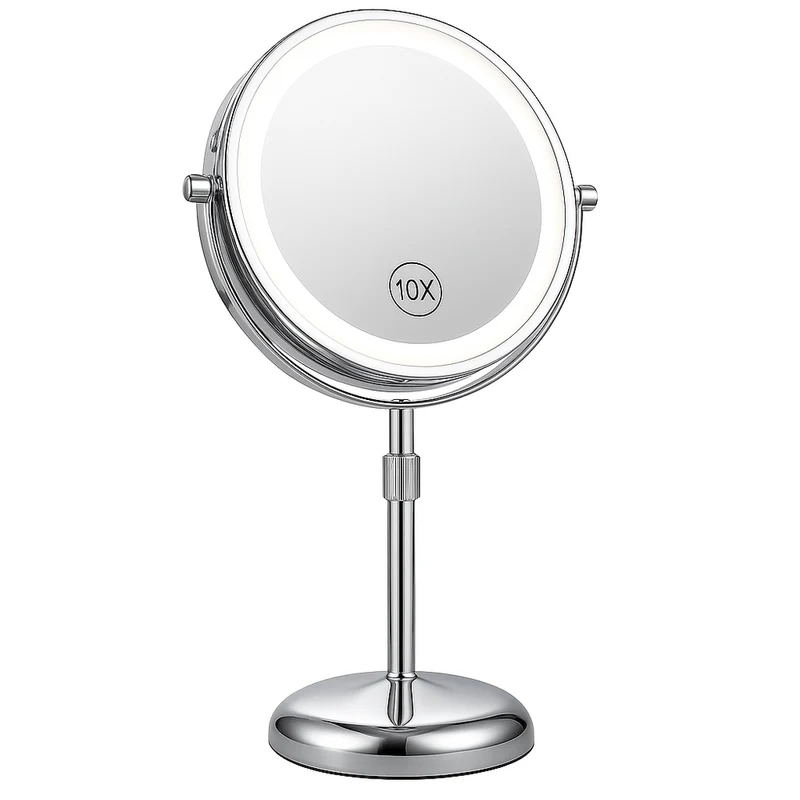 Justerbar LED Makeupspejl med Lys og 10x Forstørrelse