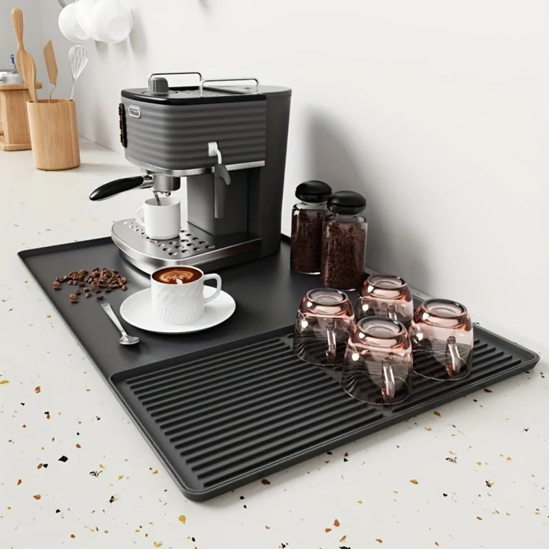 Silikone Kaffebarmåtte med Drænsystem - Holder Rent & Tørt