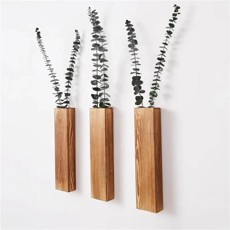 Håndlavet Træ-Vægkrukke til Dekorative Planter & Blomster