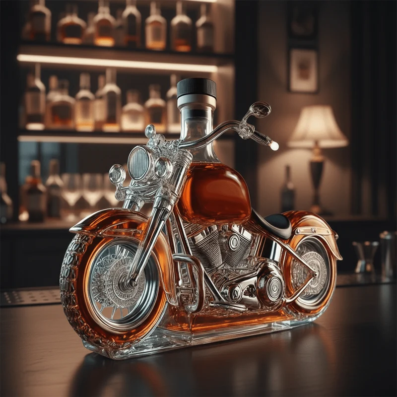 Motorcykel Whisky Karaffel - Unik V-Twin Glasdesign