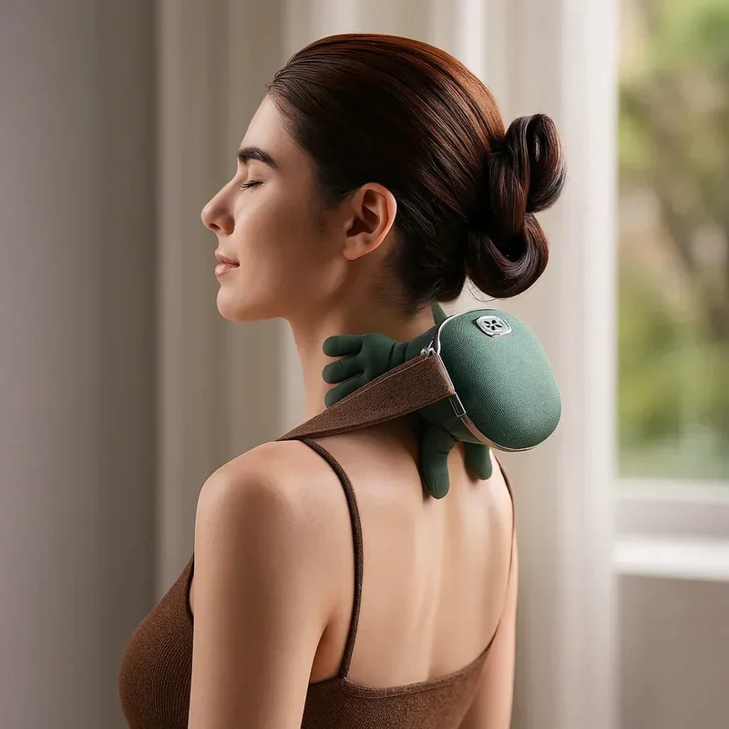 Trådløs Nakkemassager med Varmeterapi – Afspænding og Komfort