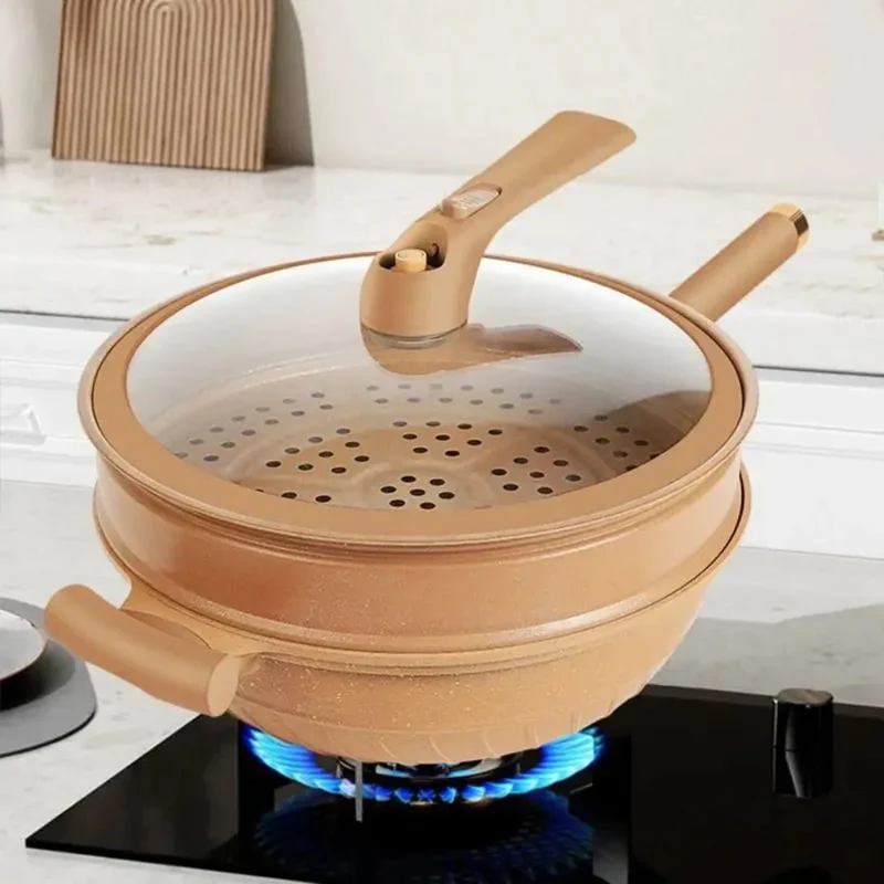 Nonstick Wok med Hurtig Mikropressteknologi til Sund Madlavning