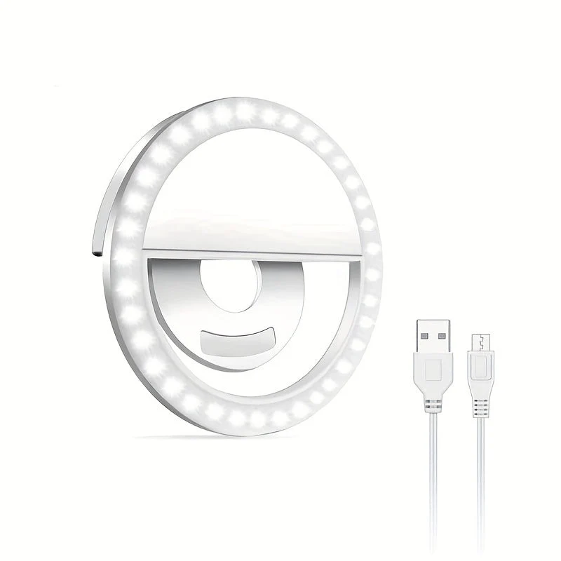 Genopladelig LED Selfie Ringlampe til Makeup og Perfekte Selfies