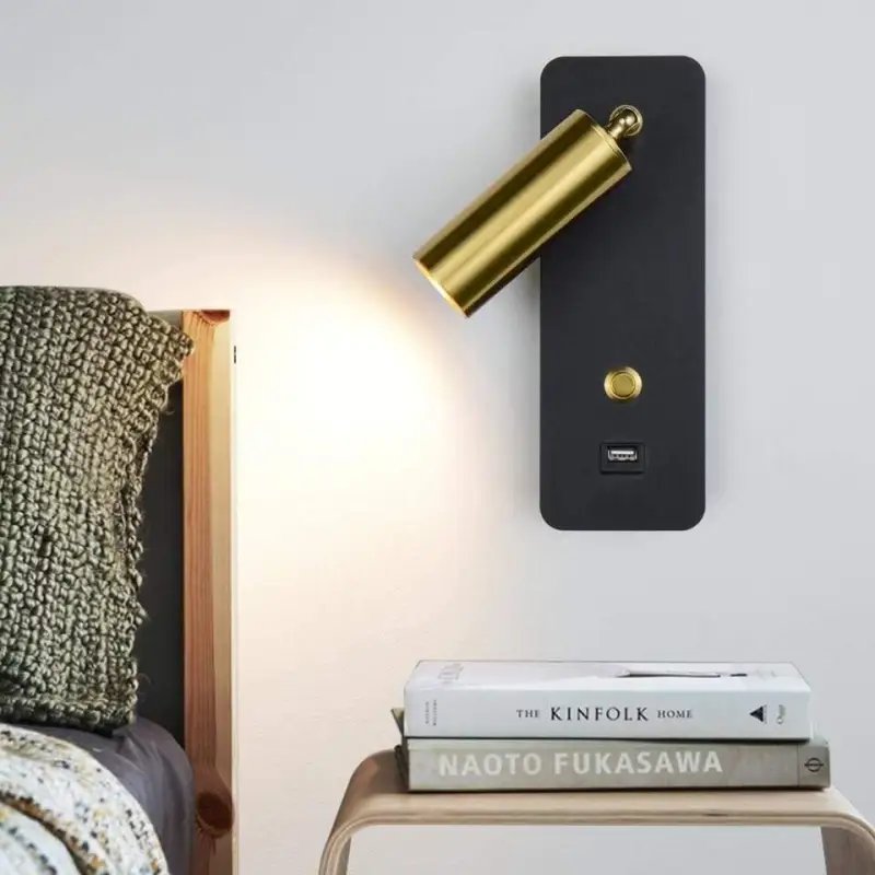 Væglampe med USB-opladning og justerbart læselys