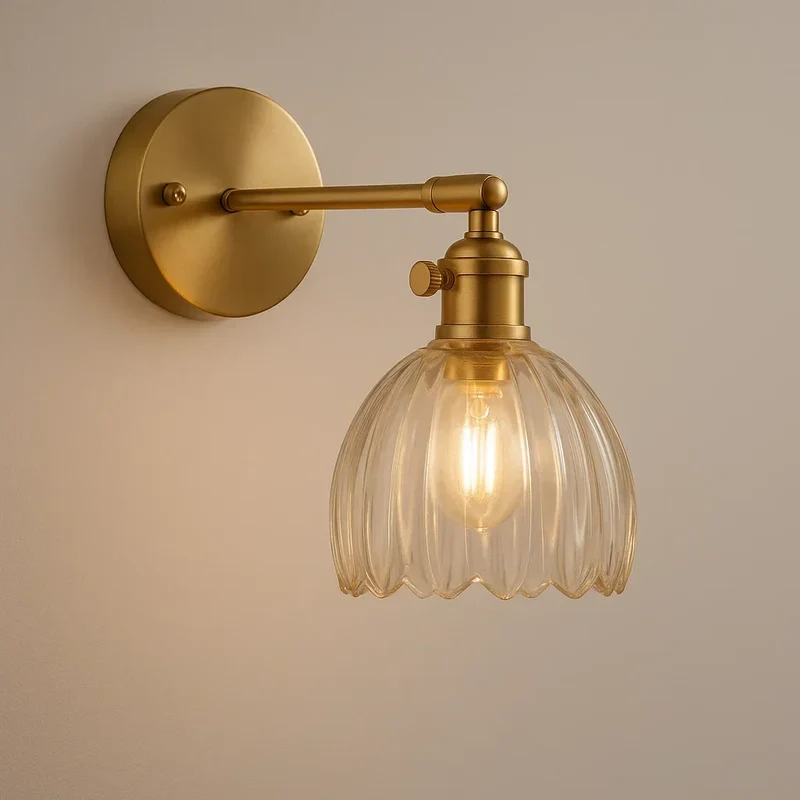 Elegant Væglampe i Glas – Vintage Design og Varmt Lys