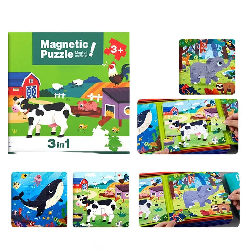 Magnetisk Montessori Puslespilbog for Kreativ Læring