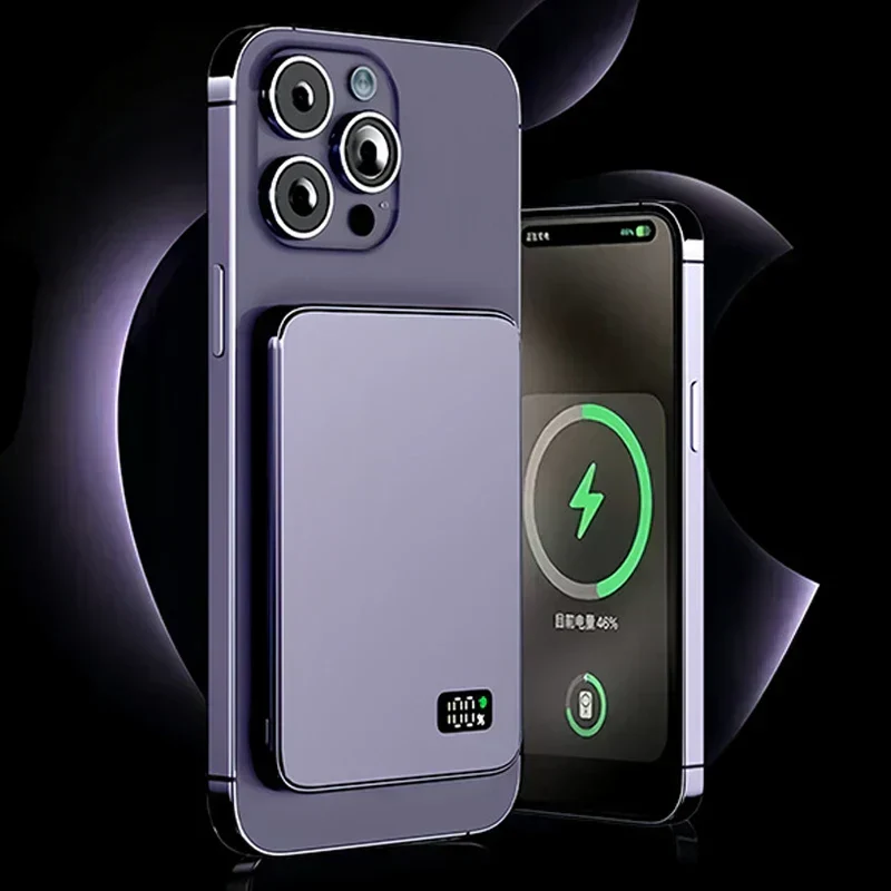 Trådløs Powerbank med Magnetisk Opladning og LED Indikator