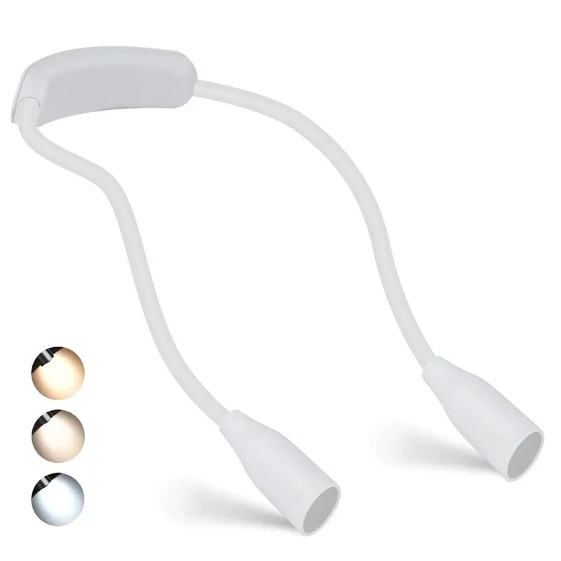 Genopladelig LED-nakkelampe med 3 lysfarver og fleksible arme