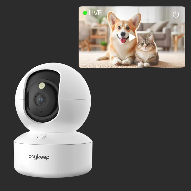 Trådløst 360° Kæledyrskamera med 2K HD og Natsyn
