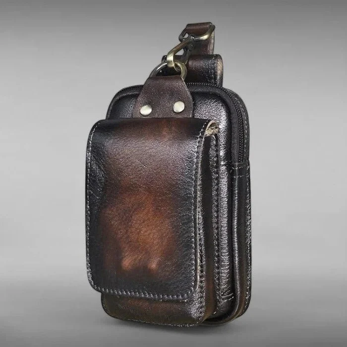 Vintage Bæltetaske med Sikker Lukning og Flere Rum