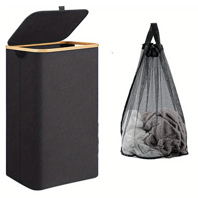 Rummelig Vasketøjskurv 110L med Låg og Vandafvisende Design