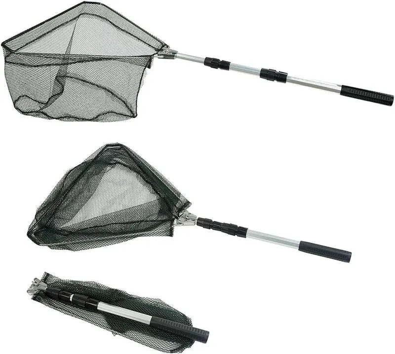 Teleskopisk fiskegarn med foldbart design til nem opbevaring