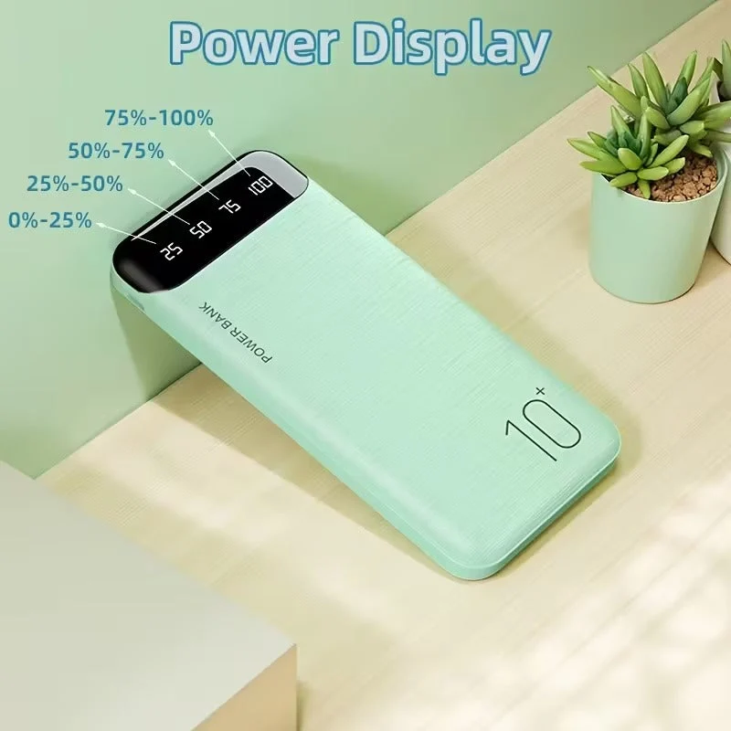 Kraftfuld Powerbank 10000-20000 mAh med LED & Dobbelt USB