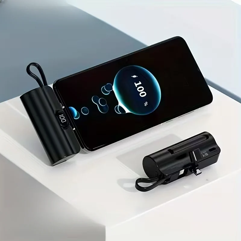 Kompakt USB-C Powerbank 5000mAh - Hurtig Opladning på Farten