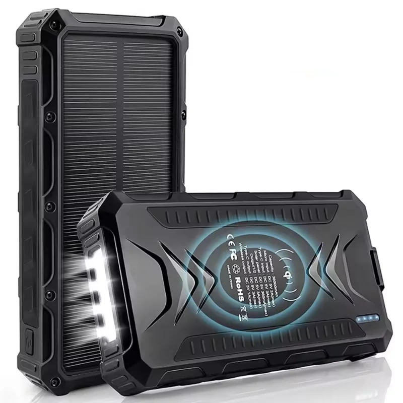 Solopladelig Powerbank 36000mAh med Lommelygte og Hurtig Opladning